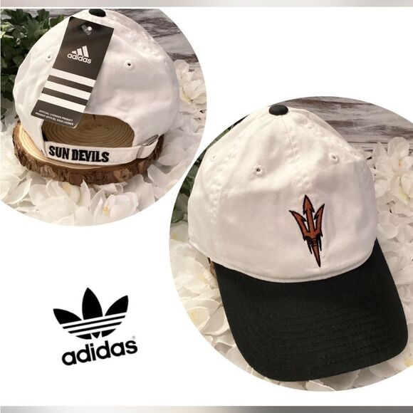 NWT New Adidas Arizona State Sun Devils White Adjustable Baseball Cap/Hat OS - Picture 1 of 10